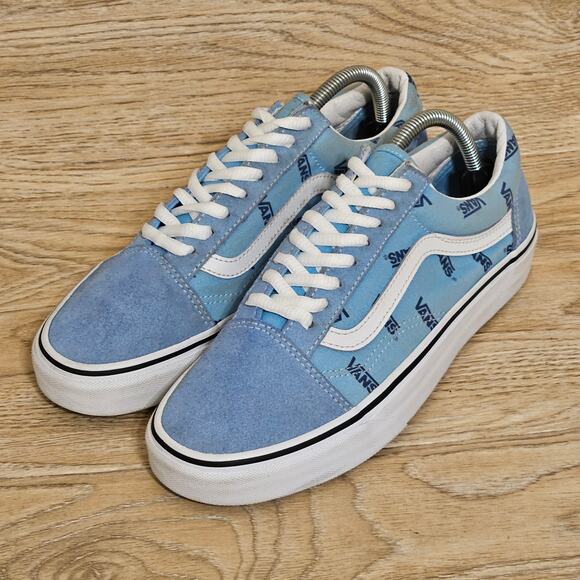Vans All Over Print Blue Combo Size Womens 9.5 Mens 8 Canvas Suede Sneakers - Picture 1 of 8
